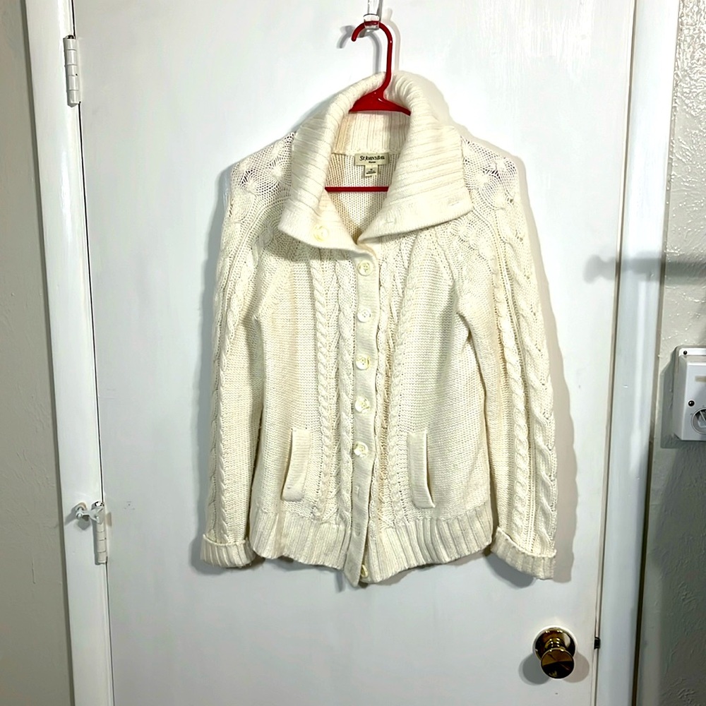 Saint John’s Bay cream woman’s sweater long sleeve button front